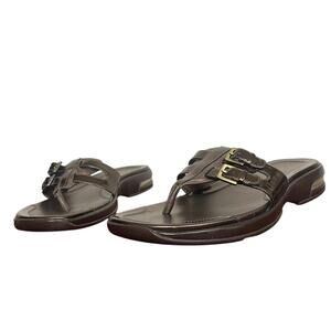 Y2K Cole Haan Bronze Brown Sandals Gold Buckles Size 8.5